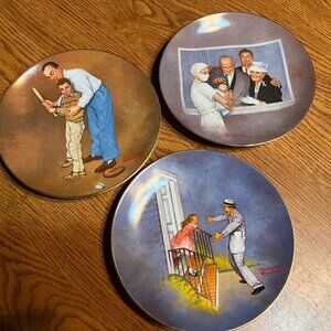 Three Perfect Collectible Norman Rockwell Plates, 1980, 8.5" Round